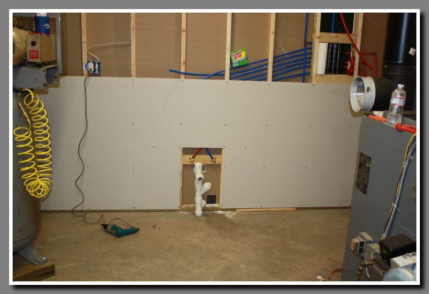 Drywall for slop sink